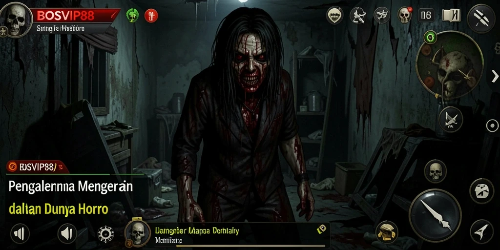 Screenshot menegangkan dari gameplay BOSVIP88 dalam suasana Horror.
