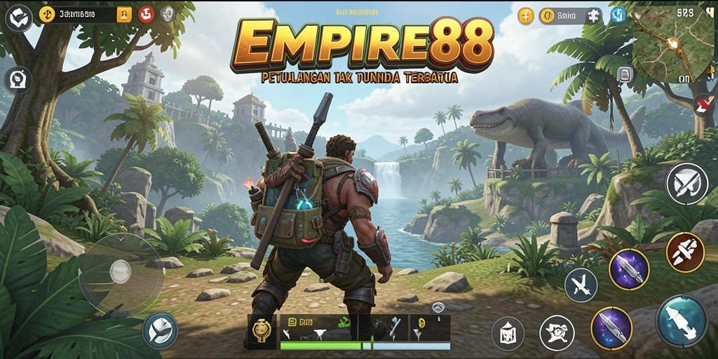 Screenshot gameplay <strong>EMPIRE88</strong> yang menunjukkan eksplorasi dunia terbuka.