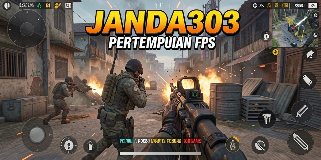 Tampilan mendebarkan dari gameplay JANDA303 yang penuh aksi FPS.