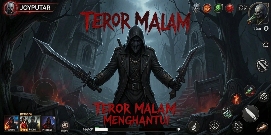 Tampilan gameplay menegangkan dalam kegelapan.