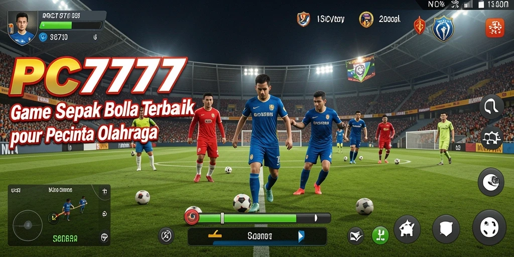 Screenshot menampilkan aksi menarik dalam permainan sepak bola PC777.