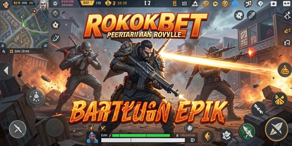 Screenshot ROKOKBET menampilkan pertarungan seru dalam Battle Royale.