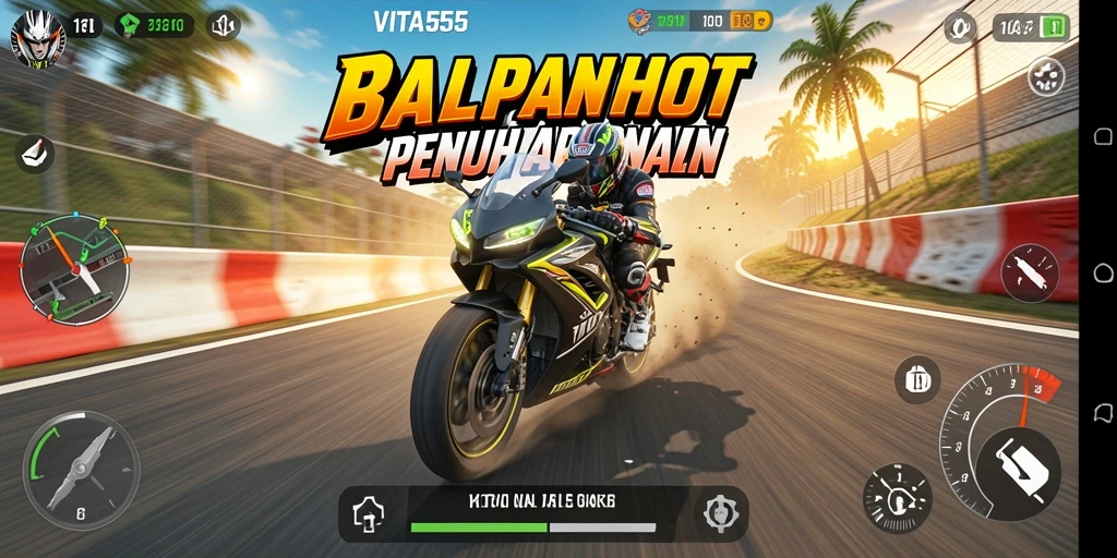 Gameplay seru dalam balapan motor yang mendebarkan.