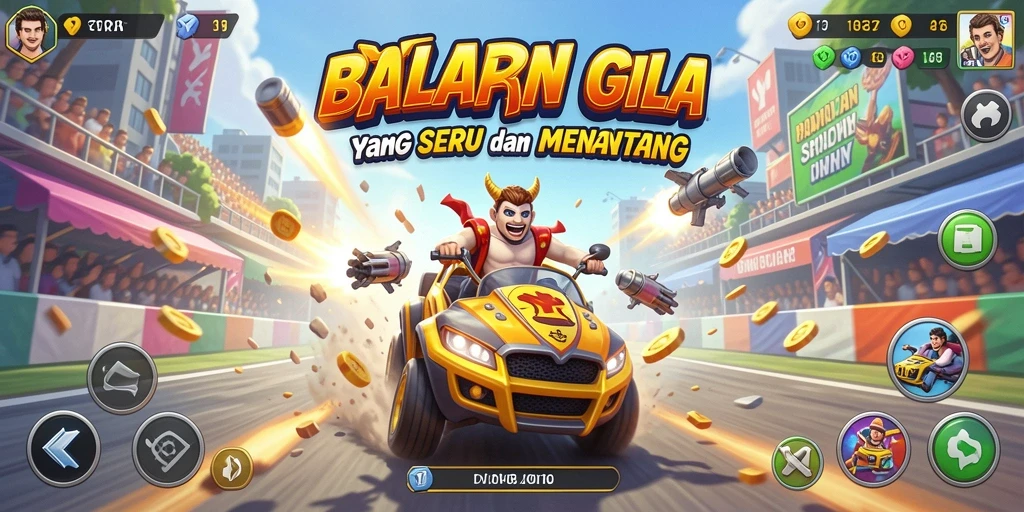 Tampilan seru gameplay balapan di YYRR yang mendebarkan.